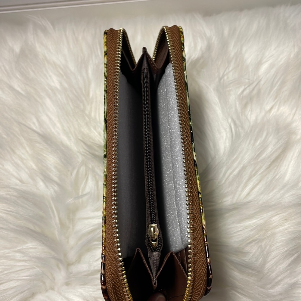 Tritexture Green & Brown Ombre Single Zipper Wallet with Strap - Picture 8 of 11